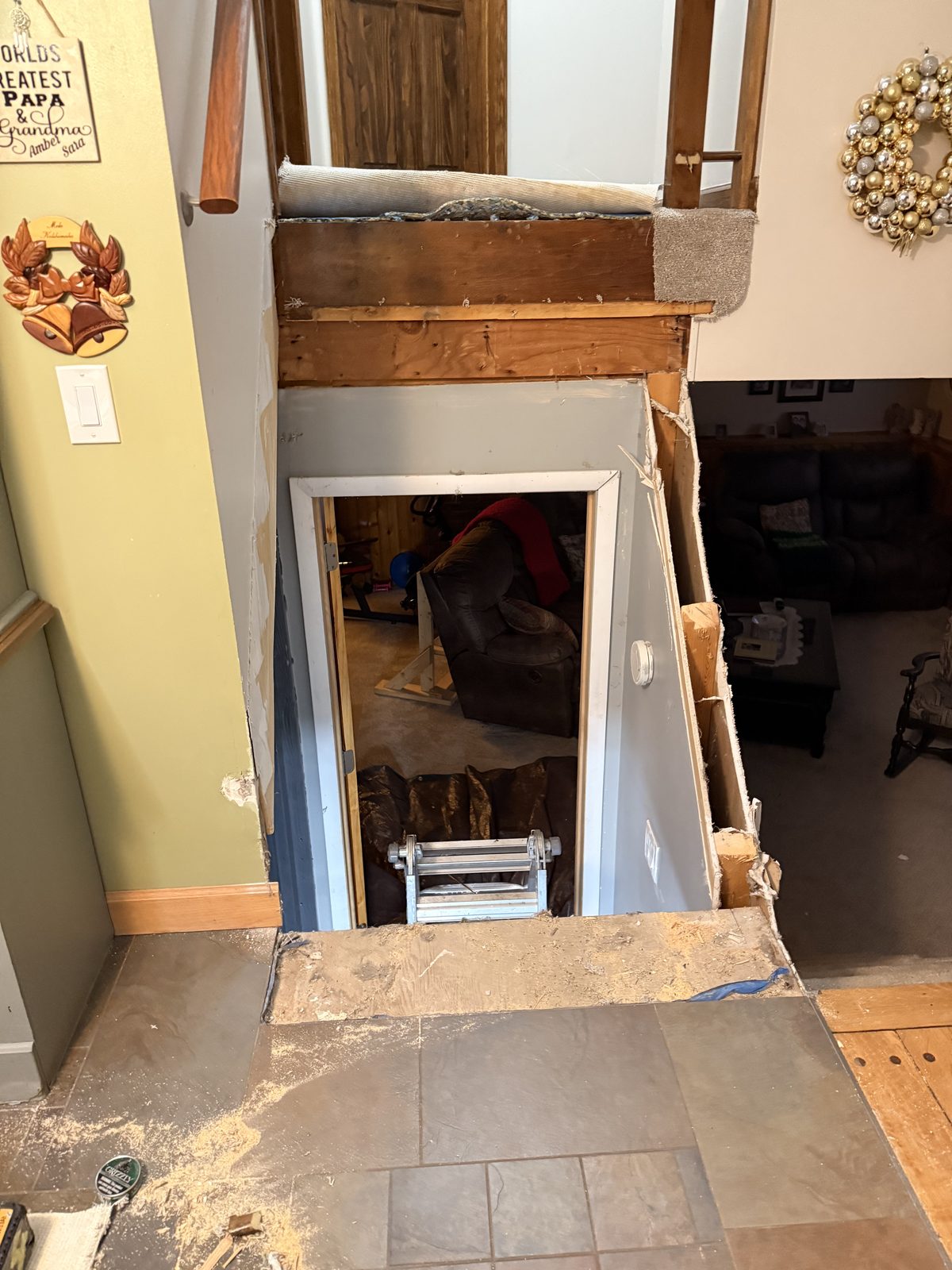 Staircase demolished to the framing during remodel